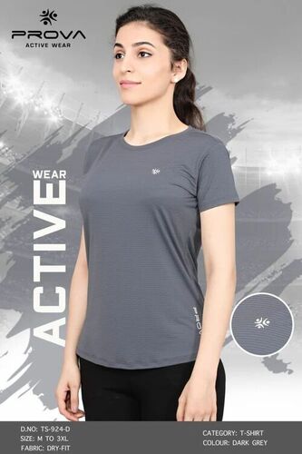 Prova Women Grey Yoga T Shirt