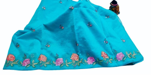 Sky Blue Supernet Saree