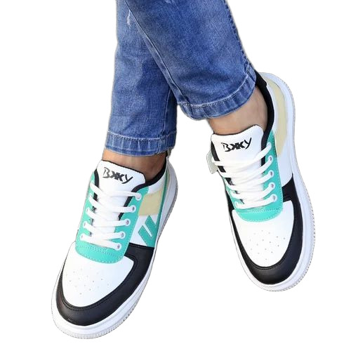 Stylish Sports Shoes - PU Upper, Rubber Outsole, White, Lace Closure | Lightweight, Tear Resistant, Washable Cotton Lining