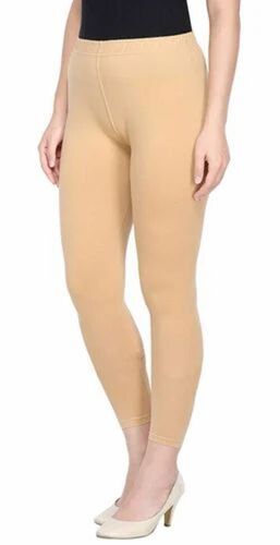 Beige Color Women Ankle Leggings - Cotton Lycra, Slim Fit, Full Sleeves | Breathable, Anti UV, Quick Dry, Machine Washable