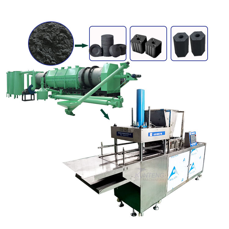 Continuous Coconut Shell Pistachio Shell Biomass Carbonization Briquetting Production Line - Briquette Size: Customized
