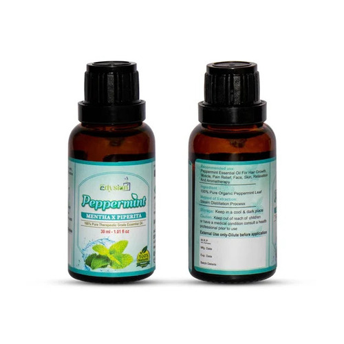 Edysian Peppermint Essential Oil - Organic Mentha Arvensis, 30ml Pale Yellow | Steam Distilled, Adults, 24 Months Shelf Life