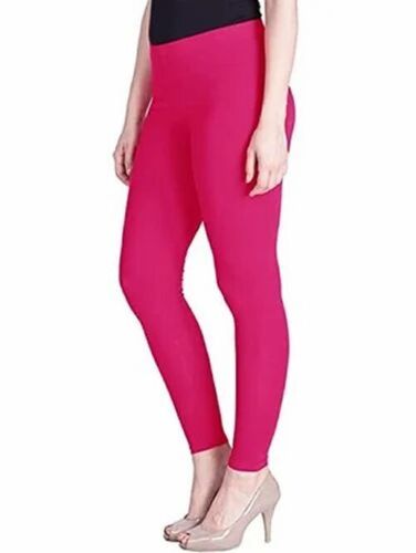 Ladies Ankle Leggings - Cotton Lycra Slim Fit Pink, Full Sleeves | Breathable, Anti UV, Quick Dry, Comfortable Fit