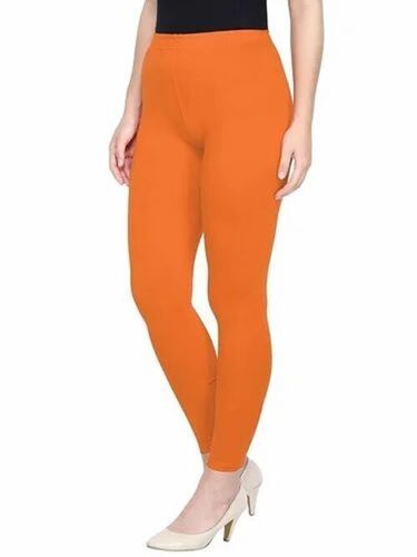 Orange Color Women Leggings - Cotton Lycra, Slim Fit, Ankle Length, Full Sleeves, Machine Wash | Breathable, Anti UV, Quick Dry, Comfortable Fit