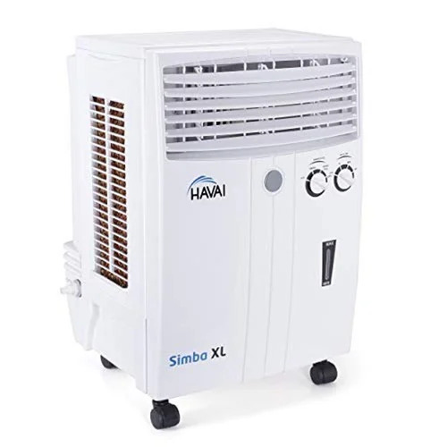 Plastic Portable Air Cooler - Plastic, White, Floor Standing | Three Side Honeycombs, 8ft Air Throw, Thermal Overload Protector, Auto Drain Plug, Mosquito Dust Net