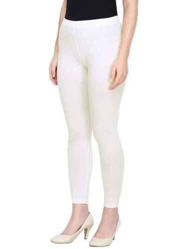 White Color Women Leggings - Cotton Lycra, Slim Fit, Ankle Length, White | Breathable, Anti Wrinkle, Quick Dry, Comfortable Fit