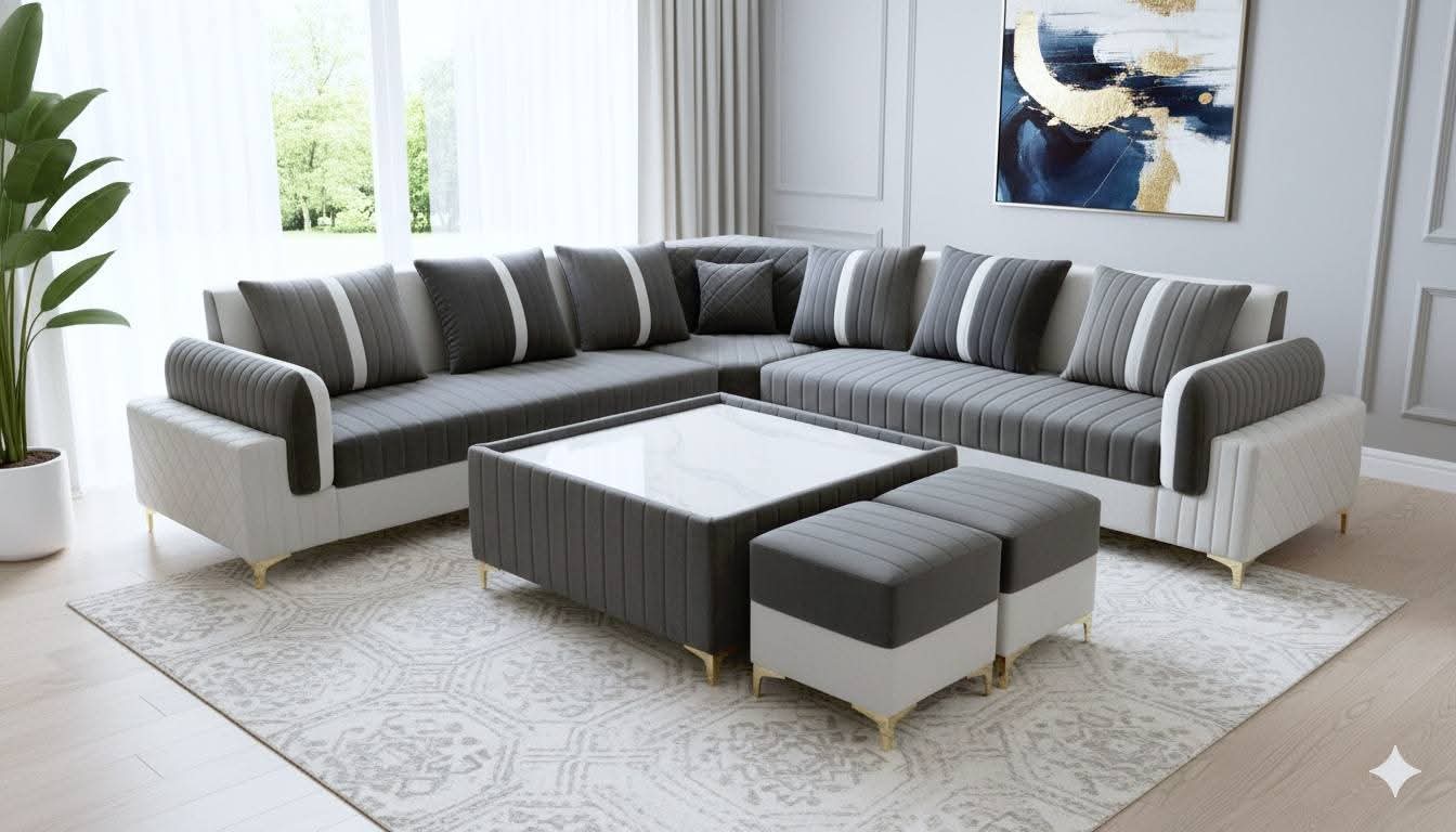 5 Seater Dual Tone Luxury Sofa Set - Feature: Heavy Duty