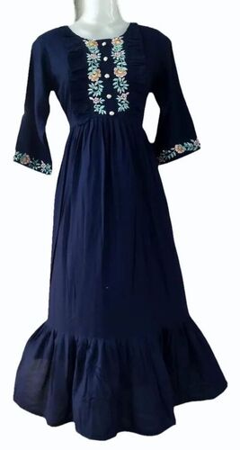 Comfortable Ladies Designer Blue Dress