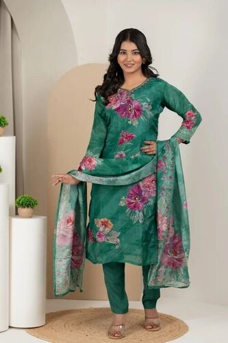 Cotton Blend Digital Kurti Pant Set