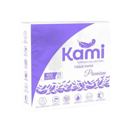 Kami Tissue Paper - Paper 30x30 Cm White 1 Ply 18 GSM, Soft Sheets for Home Use