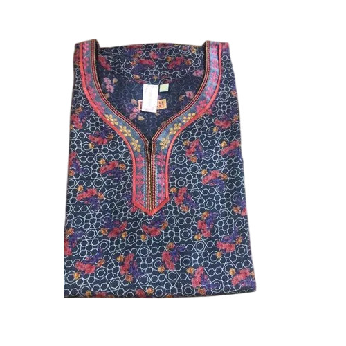 Multicolor Fashionable Alphine Cotton Nighty - Optimum Grade, Full Length, Machine Wash | Ladies Nightgown, Embroidered Fancy Neck, Short Sleeves