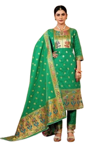 Party Wear Ladies Banarasi Silk Suit Set