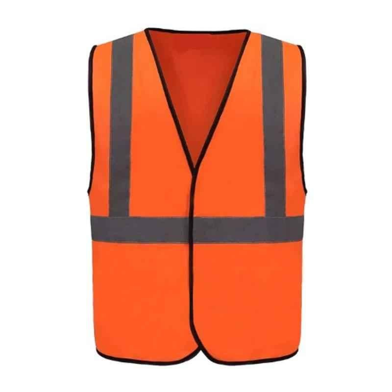 Polyester Orange Safety Jacket - Design: Plain