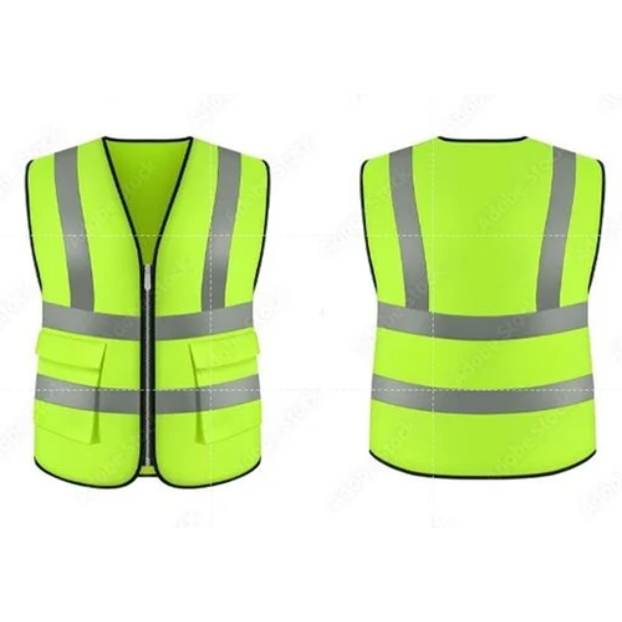 Reflective Safety Jacket With 4 Pocket - Color: Green