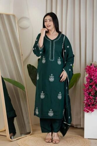 Roman Silk Embroidered Kurti Pant Set