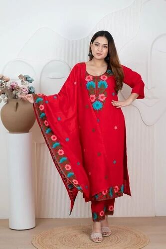 Roman Silk Kashmiri Work Kurti Pant