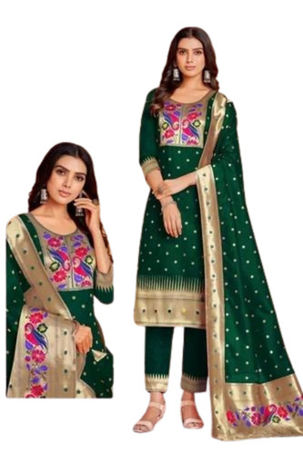 Soft Pure Banarasi Silk Paithani Style Suit