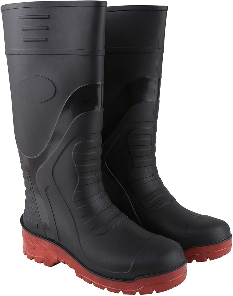 15 Inch Red Gumboot With Steel Toe - Color: Black