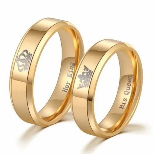 22 Carat Gold Rings For Couple - 22K Gold, Adjustable Size, Yellow Color, Polished Finish, Engraved Pattern | Matching Light Weight Jewelry