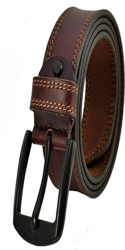 Brown Mens Leather Belt With Brass Buckle - Full Grain Leather, Free Size, Brown | Alloy Buckle, Formal Office Use