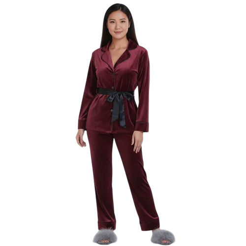 Ladies Maroon Designer Night Dress