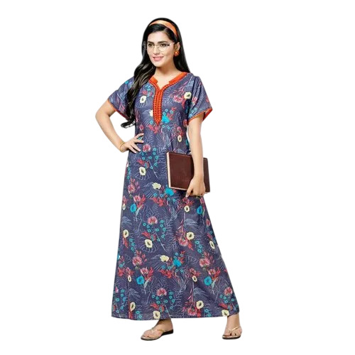 Womens Dark Gray Printed Premium Nightgown