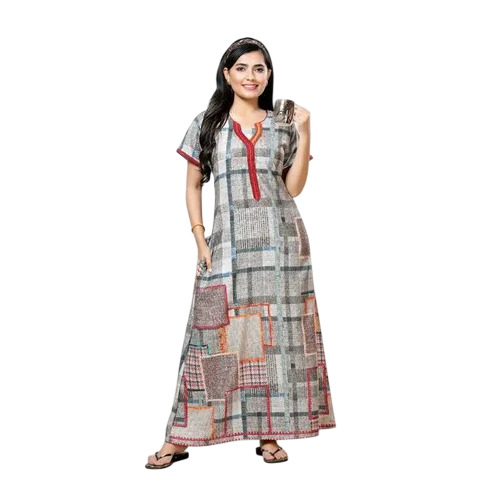 Womens Gray Printed Premium Nightgown