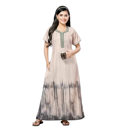 Womens Light Pink Printed Premium Nightgown