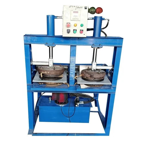 0.5HP Semi Automatic Double Die Paper Plate Making Machine - Mild Steel, Up to 14 Inch, White | 5000 Pcs/hr Capacity, Human Machine Interface, 220V, 12 Months Warranty