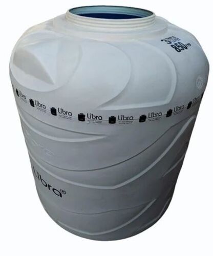 850 Litre Libra Triple Layered Water Storage Tank - LLDPE Material, White, Triple Layer, Cylindrical Shape, 5 Yr Warranty