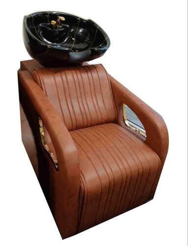 Brown Synthetic Leather Salon Shampoo Chair - Synthetic Leather, Standard Size, Brown | New, Stylist, Long Lasting