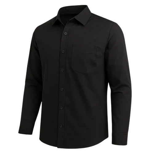 Men Black Plain Shirt