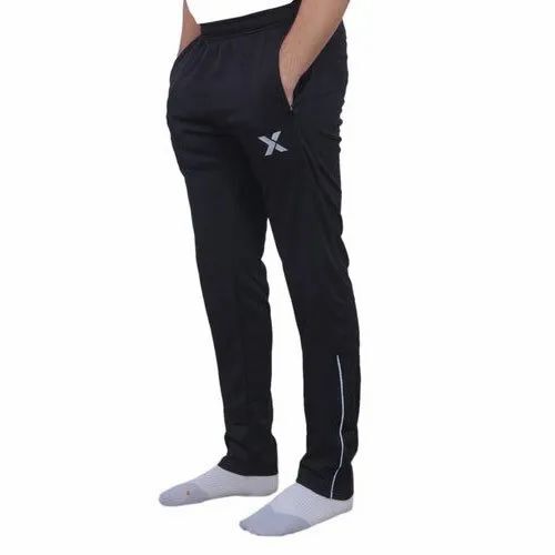 Men Black Polyester Track Pants