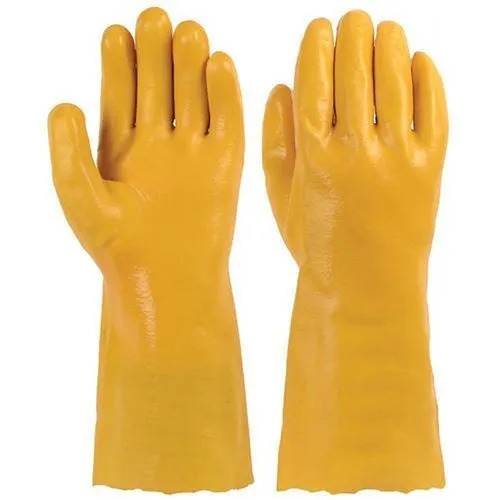 Pvc Yellow Safety Hand Gloves - Fabric Type: Leather