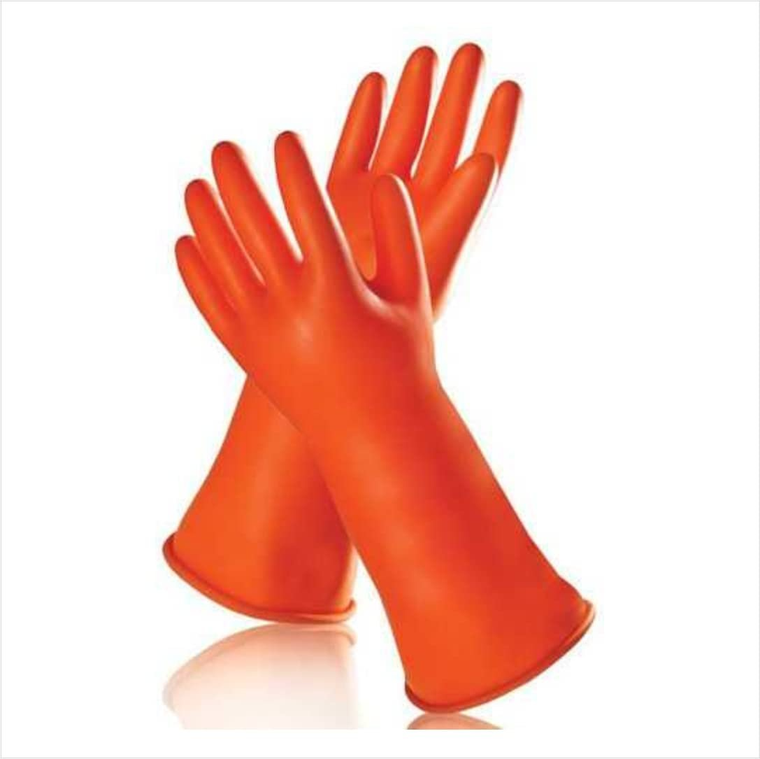 Rubber Orange Safety Hand Gloves - Gender: Unisex