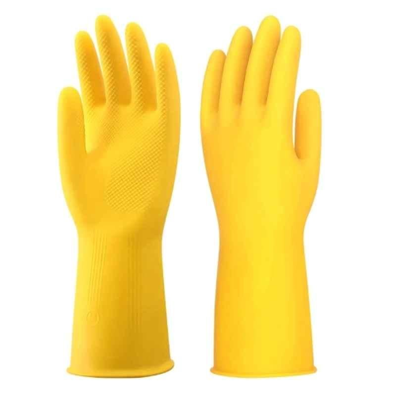 Rubber Yellow Safety Hand Gloves - Gender: Unisex