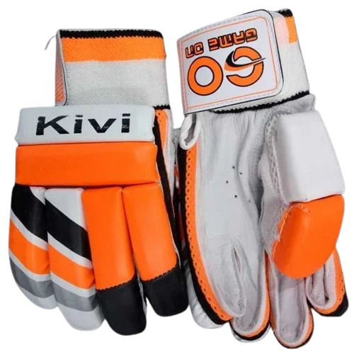 White And Orange Batting Gloves