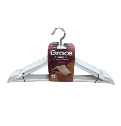 White Color Clothes Hanger - Polypropylene, 16 Inch, White | Durable, Lightweight, Glossy Finish, Movable Garment Hanger