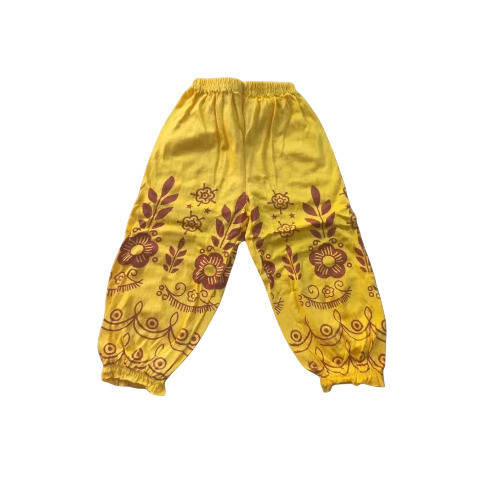 Yellow Printed Kids Cotton Track Pant