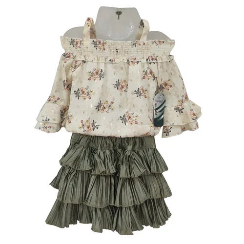 Kids Printed Top Skirt Set