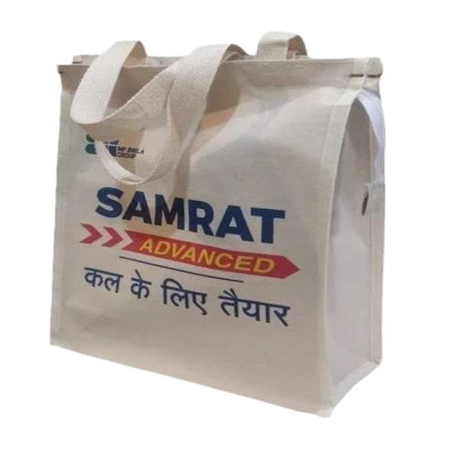 White Printed Canvas Carry Bag