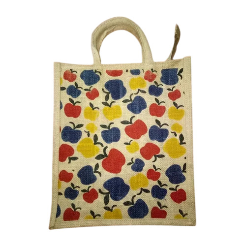 Apple Print Jute Handbag