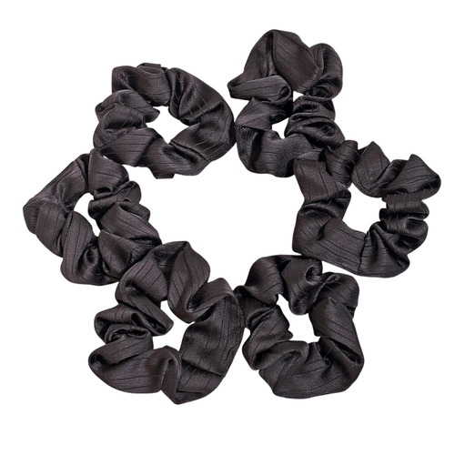 Elegance Black Satin Hair Scrunchies