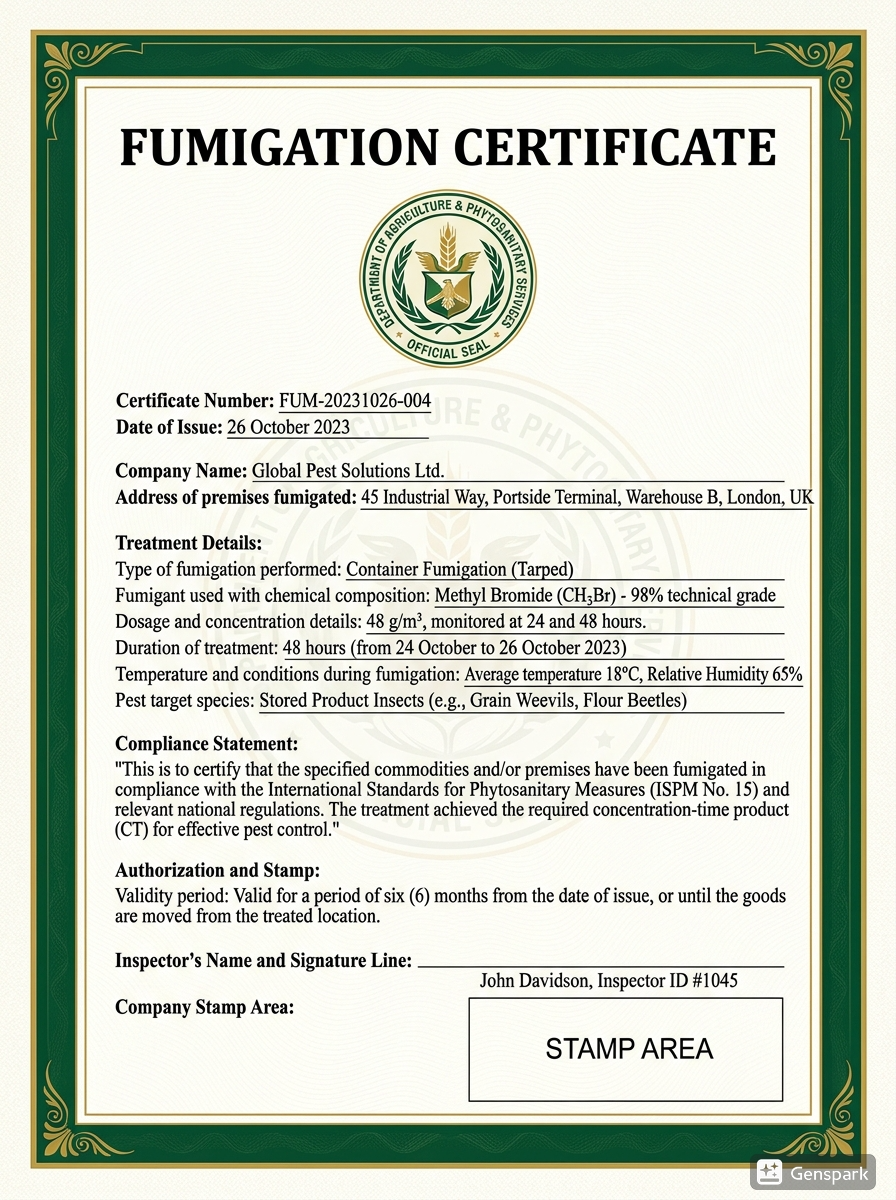 Fumigation Certificate