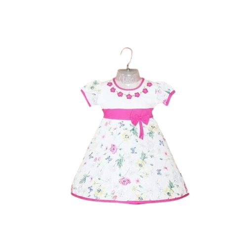White Printed Cotton Baby Frock