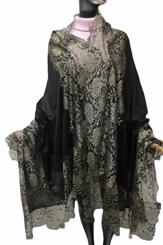 Ladies Silk Pashmina Plain Lace Shawls