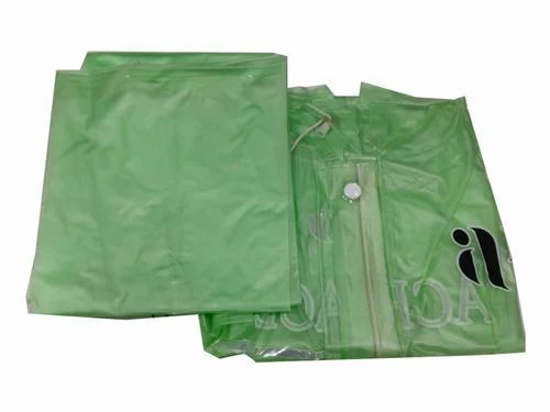 Men Green Pvc Raincoat Set