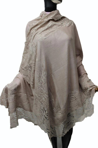 Womens Silk Pashmina Plain Lace Shawls