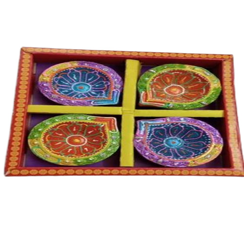 4 Clay Fancy Diya Set