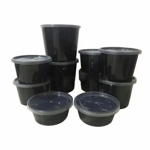 Black Round Plastic Food Containers